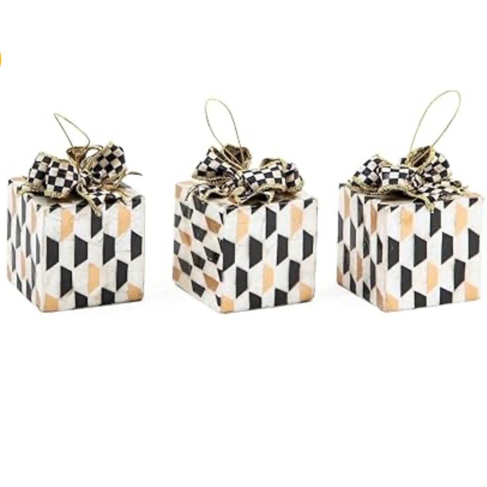 Mackenzie-Childs Glam Up Capiz Gift Ornaments, Set Of 3. RETIRED & HTF!